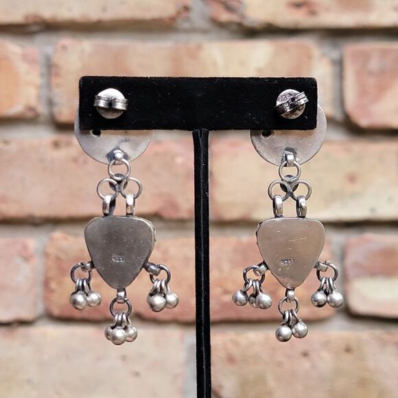 Sterling Red Handcrafted Glass Boho Artisan Drop Earrings - Picture 7 of 10